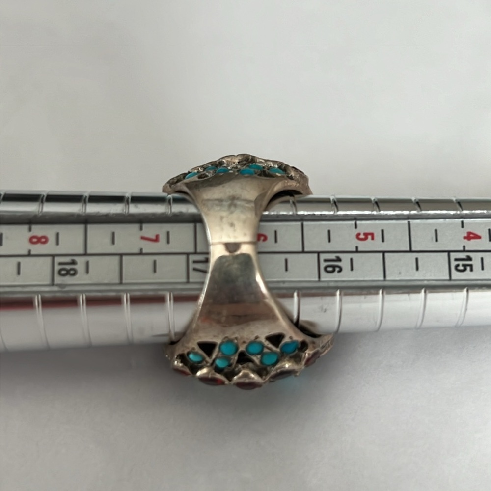 Garnet , Opal, Turquoise Silver Ring - image 5